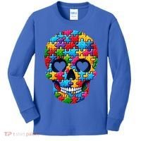 Autism Puzzle Skull Artistic Autism Awareness Support Gift Kids Long Sleeve Shirt thumb 0