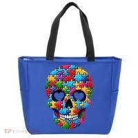 Autism Puzzle Skull Artistic Autism Awareness Support Gift Tote Bag thumb 0