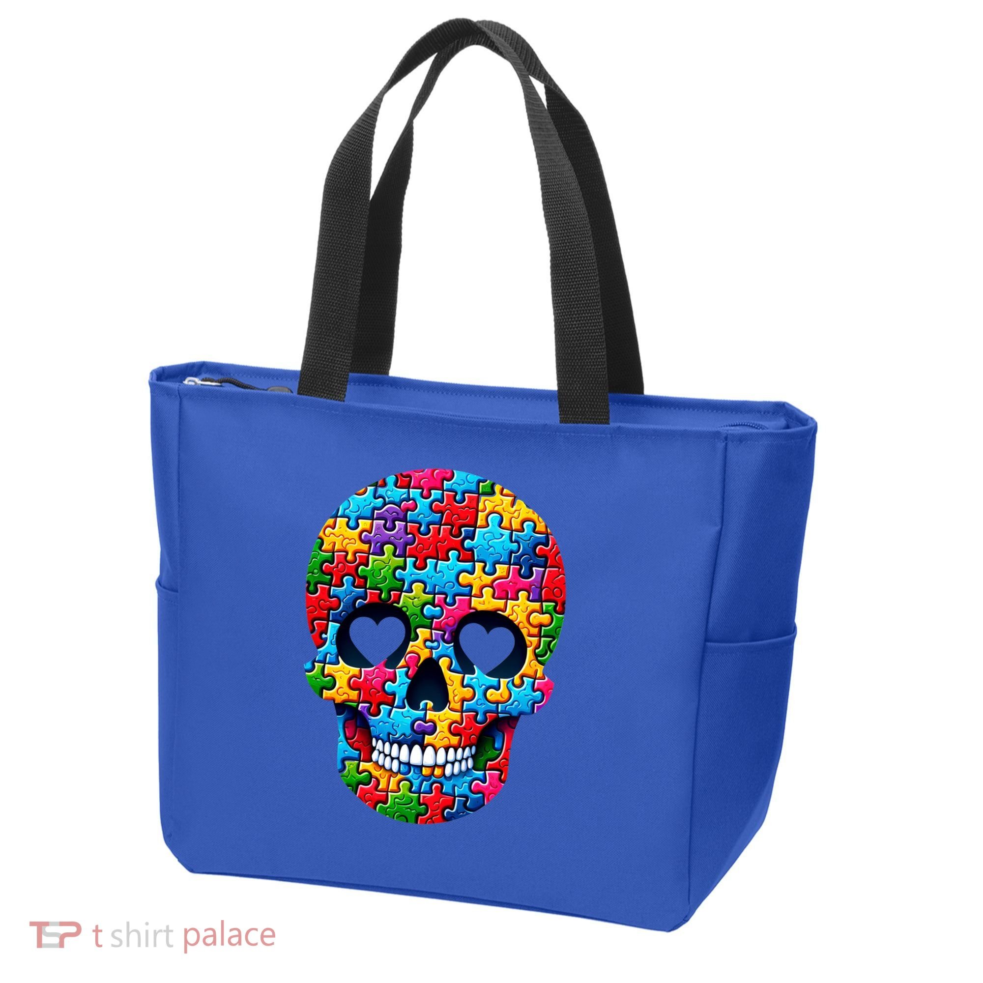 Autism Puzzle Skull Artistic Autism Awareness Support Gift Tote Bag