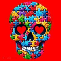 Autism Puzzle Skull Artistic Autism Awareness Support Gift Santa Hat thumb 1