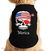 America Pirate Skull Flag July 4th Independence Day Merica Gift Doggie Tank thumb 0