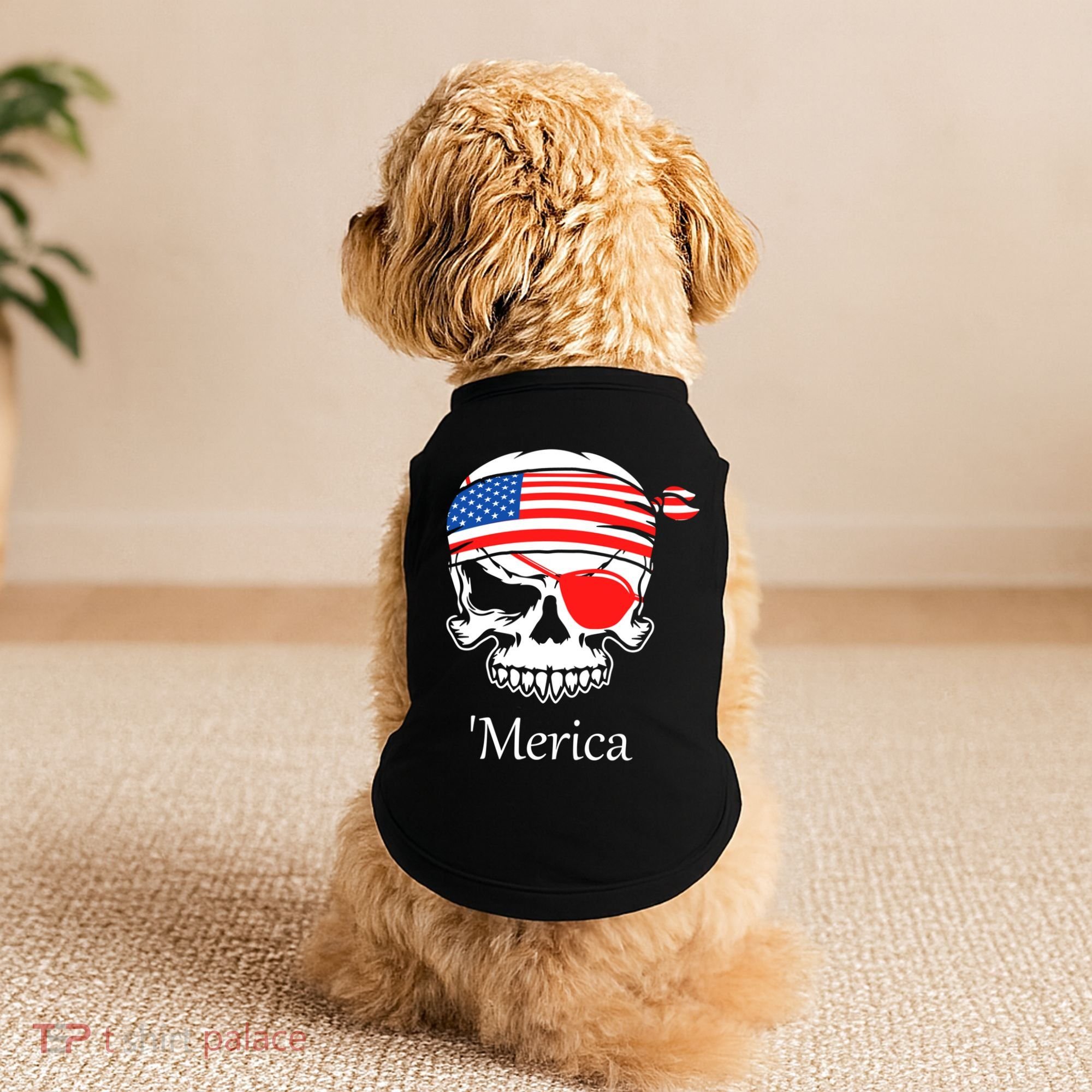 America Pirate Skull Flag July 4th Independence Day Merica Gift Doggie Tank