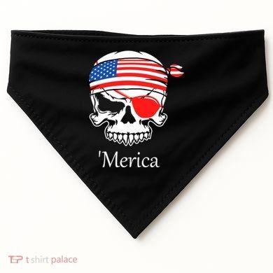 America Pirate Skull Flag July 4th Independence Day Merica Gift USA-Made Doggie Bandana
