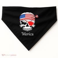 America Pirate Skull Flag July 4th Independence Day Merica Gift USA-Made Doggie Bandana thumb 0