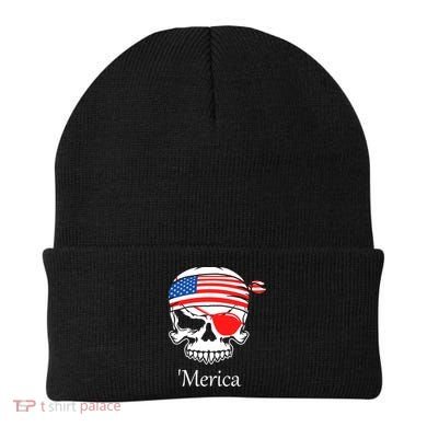 America Pirate Skull Flag July 4th Independence Day Merica Gift Beanie