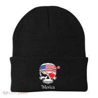 America Pirate Skull Flag July 4th Independence Day Merica Gift Beanie thumb 0