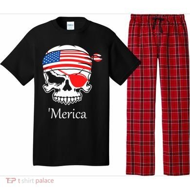 America Pirate Skull Flag July 4th Independence Day Merica Gift Pajama Set