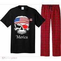 America Pirate Skull Flag July 4th Independence Day Merica Gift Pajama Set thumb 0