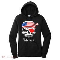 America Pirate Skull Flag July 4th Independence Day Merica Gift Women's Hoodie thumb 0