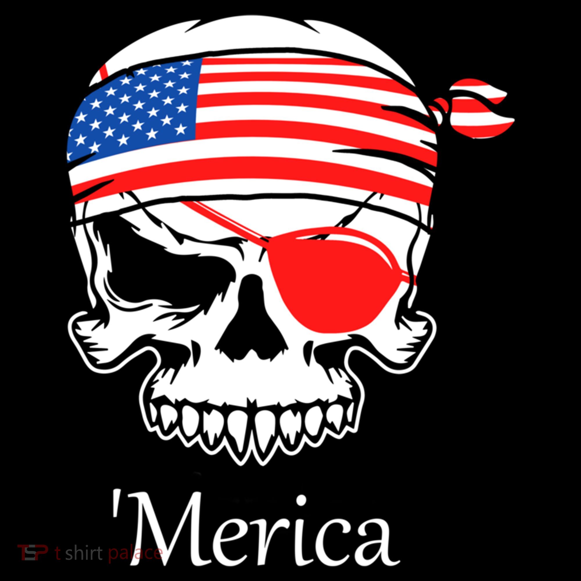America Pirate Skull Flag July 4th Independence Day Merica Gift Women's Hoodie