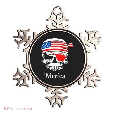 America Pirate Skull Flag July 4th Independence Day Merica Gift Ornament
