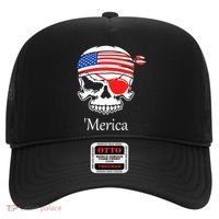 America Pirate Skull Flag July 4th Independence Day Merica Gift Hat thumb 0