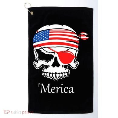 America Pirate Skull Flag July 4th Independence Day Merica Gift Golf Towel