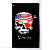 America Pirate Skull Flag July 4th Independence Day Merica Gift Golf Towel thumb 0
