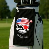 America Pirate Skull Flag July 4th Independence Day Merica Gift Golf Towel thumb 2