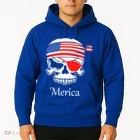 America Pirate Skull Flag July 4th Independence Day Merica Gift Hoodie thumb 2