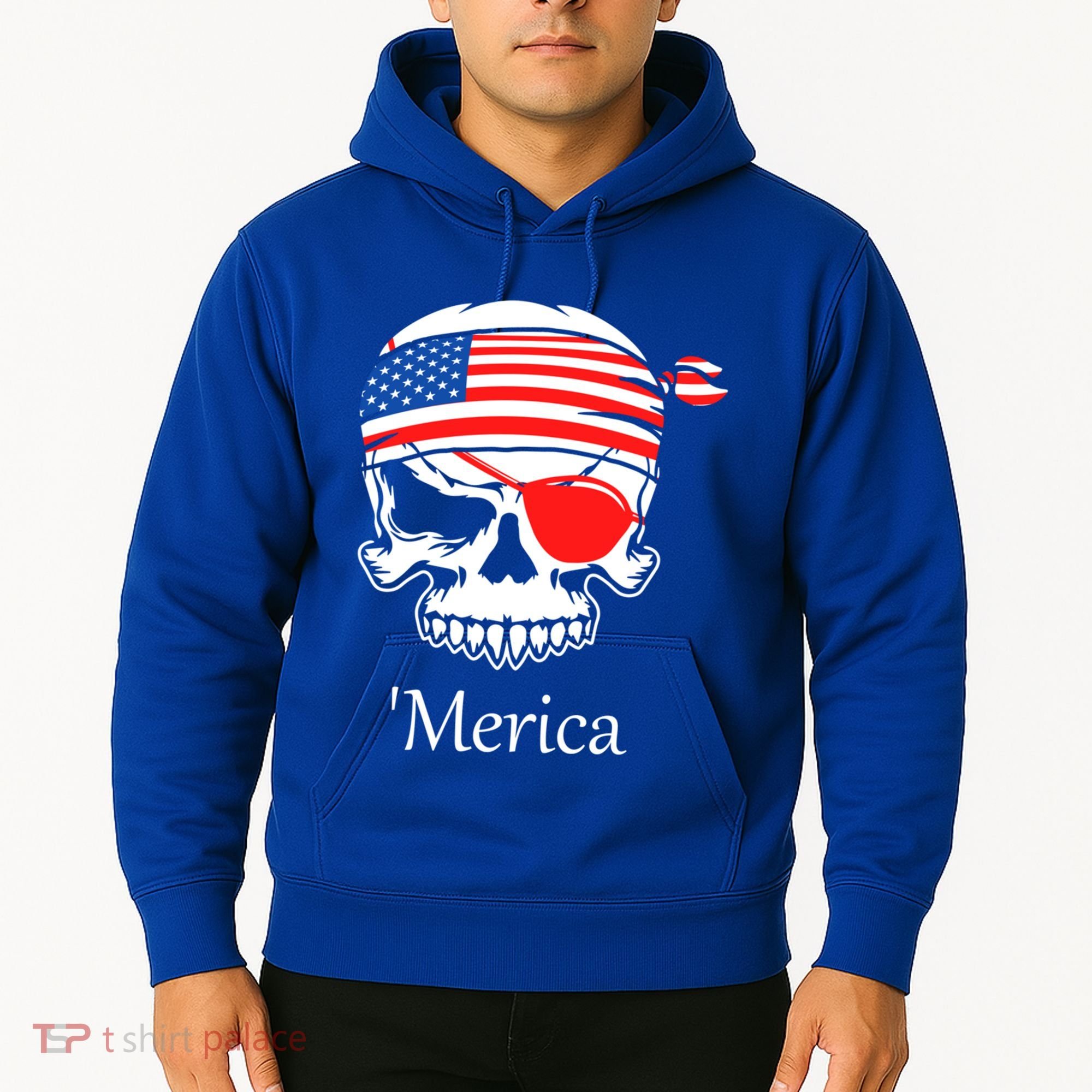 America Pirate Skull Flag July 4th Independence Day Merica Gift Hoodie