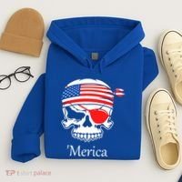 America Pirate Skull Flag July 4th Independence Day Merica Gift Hoodie thumb 4