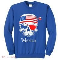 America Pirate Skull Flag July 4th Independence Day Merica Gift Sweatshirt thumb 0