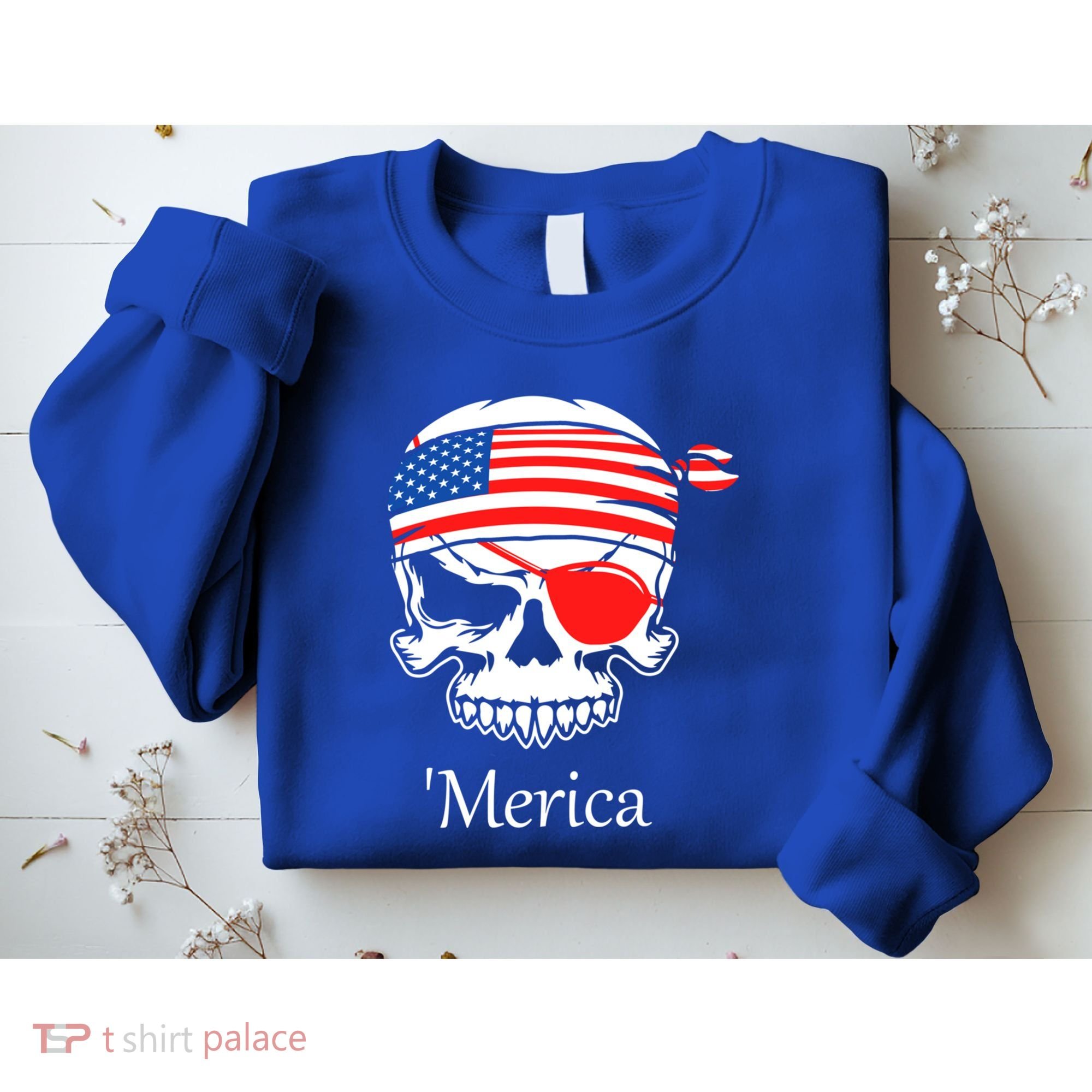 America Pirate Skull Flag July 4th Independence Day Merica Gift Sweatshirt