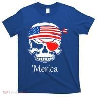 America Pirate Skull Flag July 4th Independence Day Merica Gift T-Shirt thumb 0