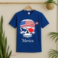 America Pirate Skull Flag July 4th Independence Day Merica Gift T-Shirt thumb 2