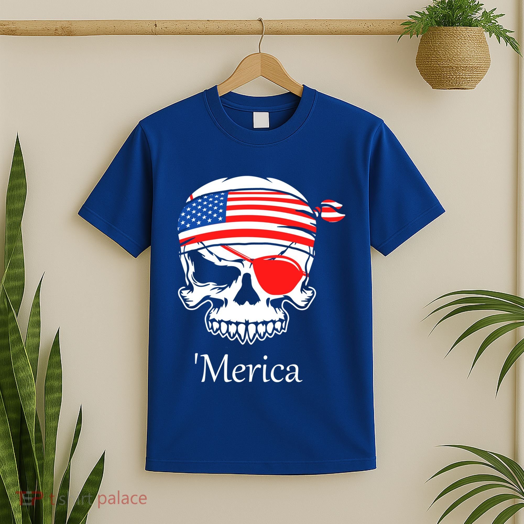America Pirate Skull Flag July 4th Independence Day Merica Gift T-Shirt