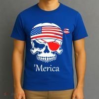America Pirate Skull Flag July 4th Independence Day Merica Gift T-Shirt thumb 3