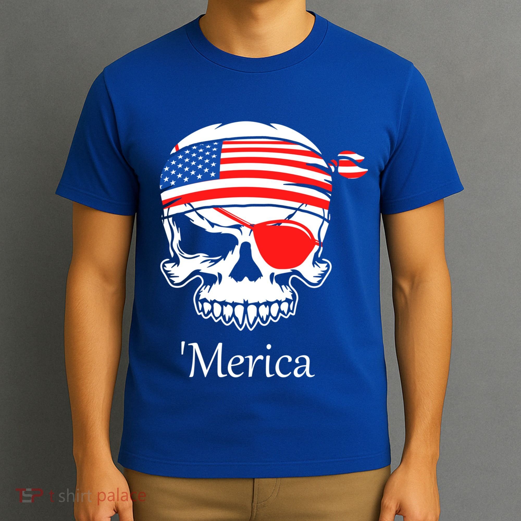 America Pirate Skull Flag July 4th Independence Day Merica Gift T-Shirt