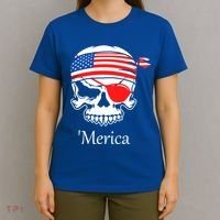 America Pirate Skull Flag July 4th Independence Day Merica Gift T-Shirt thumb 4