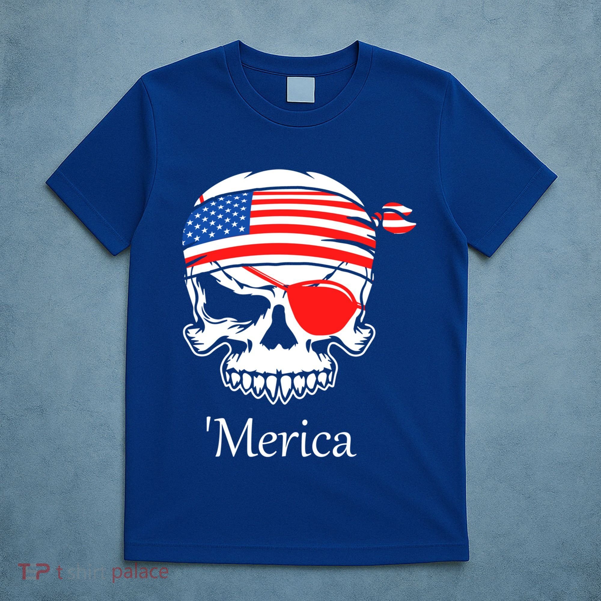 America Pirate Skull Flag July 4th Independence Day Merica Gift T-Shirt