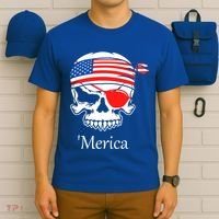 America Pirate Skull Flag July 4th Independence Day Merica Gift T-Shirt thumb 6