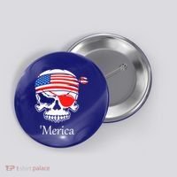 America Pirate Skull Flag July 4th Independence Day Merica Gift Button thumb 0