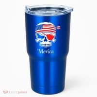America Pirate Skull Flag July 4th Independence Day Merica Gift Tumbler thumb 0