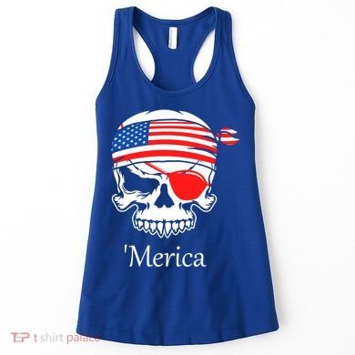 America Pirate Skull Flag July 4th Independence Day Merica Gift Women's Tank Top