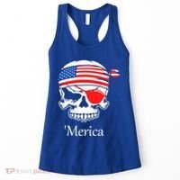 America Pirate Skull Flag July 4th Independence Day Merica Gift Women's Tank Top thumb 0