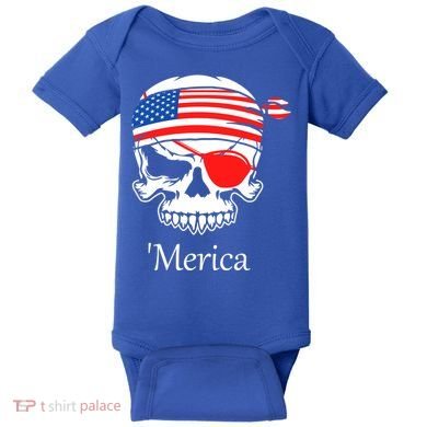 America Pirate Skull Flag July 4th Independence Day Merica Gift Baby Bodysuit
