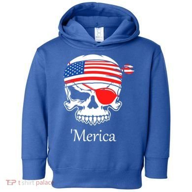 America Pirate Skull Flag July 4th Independence Day Merica Gift Toddler Hoodie