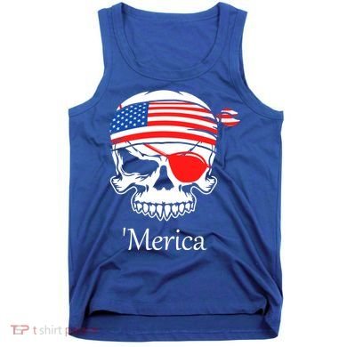 America Pirate Skull Flag July 4th Independence Day Merica Gift Tank Top