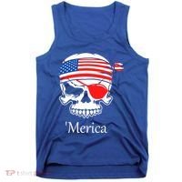 America Pirate Skull Flag July 4th Independence Day Merica Gift Tank Top thumb 0
