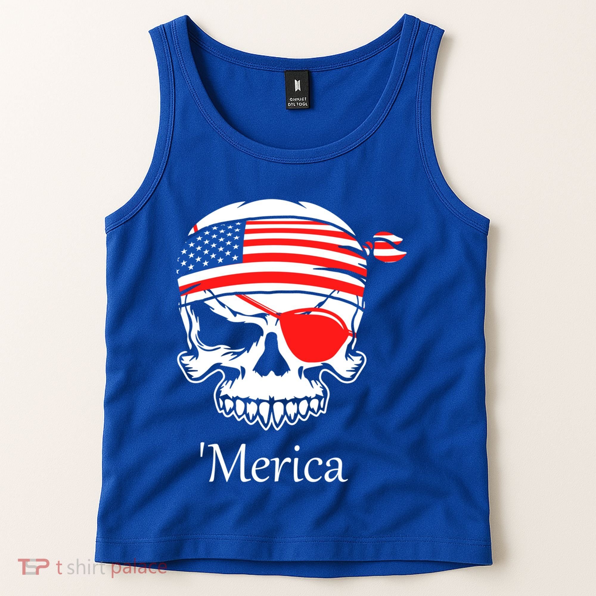 America Pirate Skull Flag July 4th Independence Day Merica Gift Tank Top