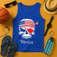America Pirate Skull Flag July 4th Independence Day Merica Gift Tank Top thumb 4
