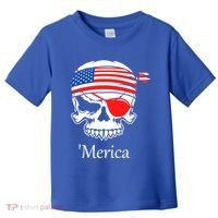 America Pirate Skull Flag July 4th Independence Day Merica Gift Toddler T-Shirt thumb 0