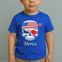 America Pirate Skull Flag July 4th Independence Day Merica Gift Toddler T-Shirt thumb 2