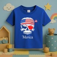 America Pirate Skull Flag July 4th Independence Day Merica Gift Toddler T-Shirt thumb 3
