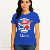 America Pirate Skull Flag July 4th Independence Day Merica Gift Women's T-Shirt thumb 4