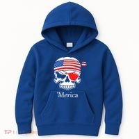 America Pirate Skull Flag July 4th Independence Day Merica Gift Kids Hoodie thumb 0