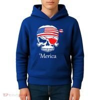 America Pirate Skull Flag July 4th Independence Day Merica Gift Kids Hoodie thumb 4