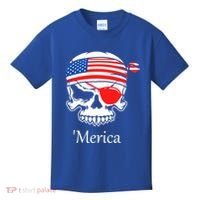 America Pirate Skull Flag July 4th Independence Day Merica Gift Kids T-Shirt thumb 0