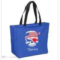 America Pirate Skull Flag July 4th Independence Day Merica Gift Tote Bag thumb 2